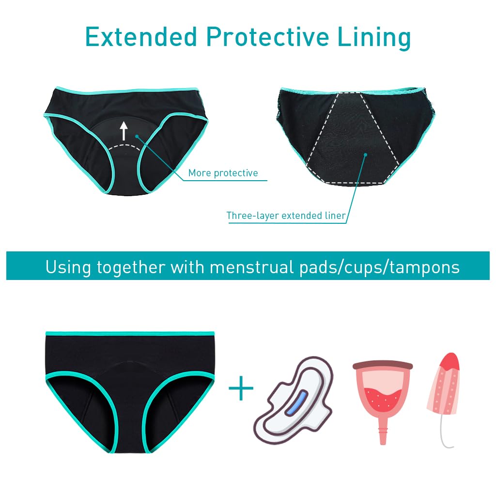 PALAY 3 Packs Women's Menstrual Period Briefs Girl Ultra Soft Postpartum Cotton Leak-Free Period Panties Underwear for Women, Antibacteria&Anti-Stain, XL PALAY 3 Packs Women's Menstrual Period Briefs Girl Ultra Soft Postpartum Cotton Leak-Free Period Panties Underwear for Women, Antibacteria&Anti-Stain, XL